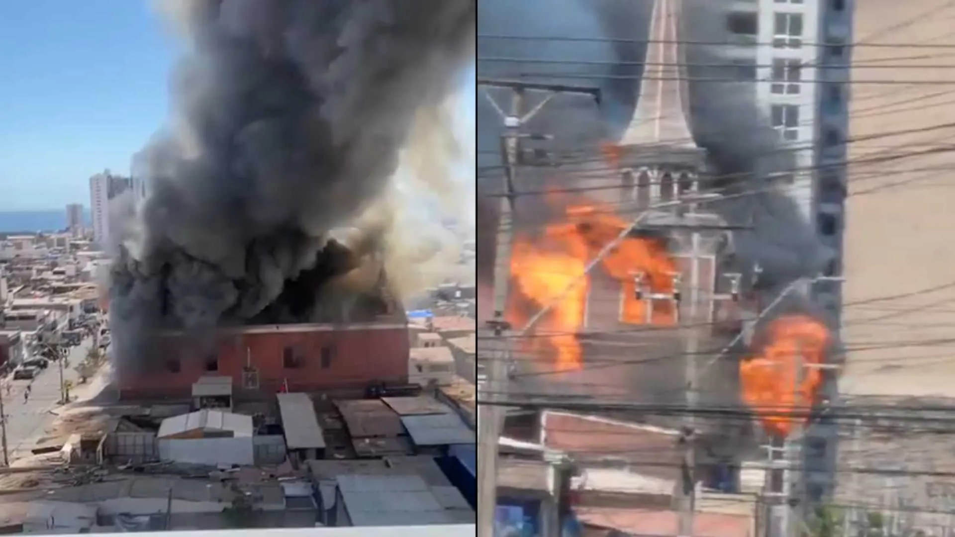 Incendio de gran magnitud consume la Iglesia San Francisco en Iquique